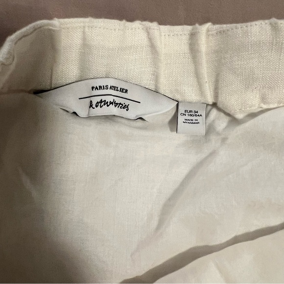 Paris Atelier & Other Stories Cream Button-Front A-Line Linen Skirt - Picture 2 of 9